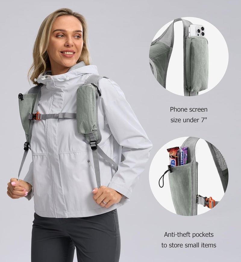 Uselike 10L Small Hiking Backpack Travel Daypack Lightweight Packable Back Pack for Women Men(Light Grey) - Image 4